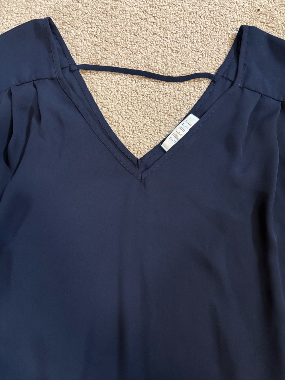 Spense | Navy Blue Peplum Top (M) - Picture 8 of 10